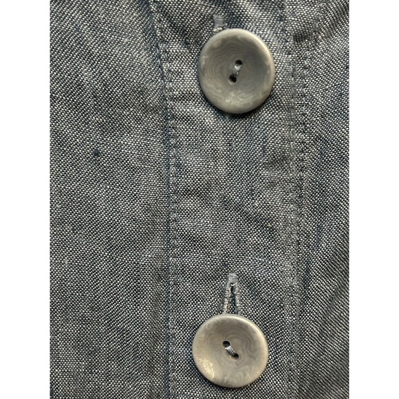 FLAX Designs Large 100% Linen Lagenlook Globetrotter Button Up Jacket Dark Denim - Picture 8 of 11
